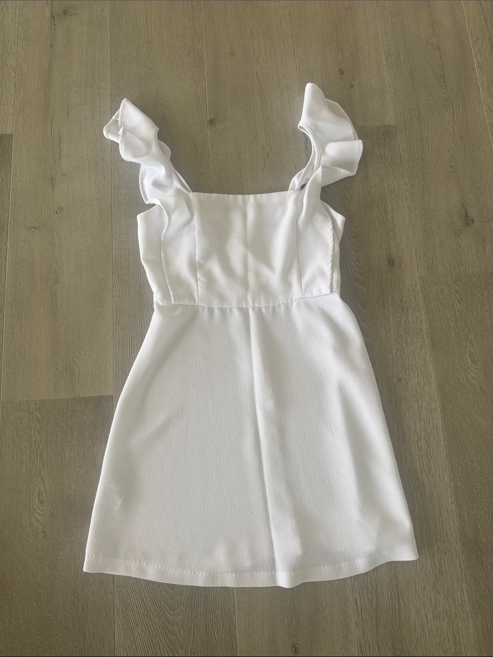 BCBGeneration White Ruffle Strap Mini Dress